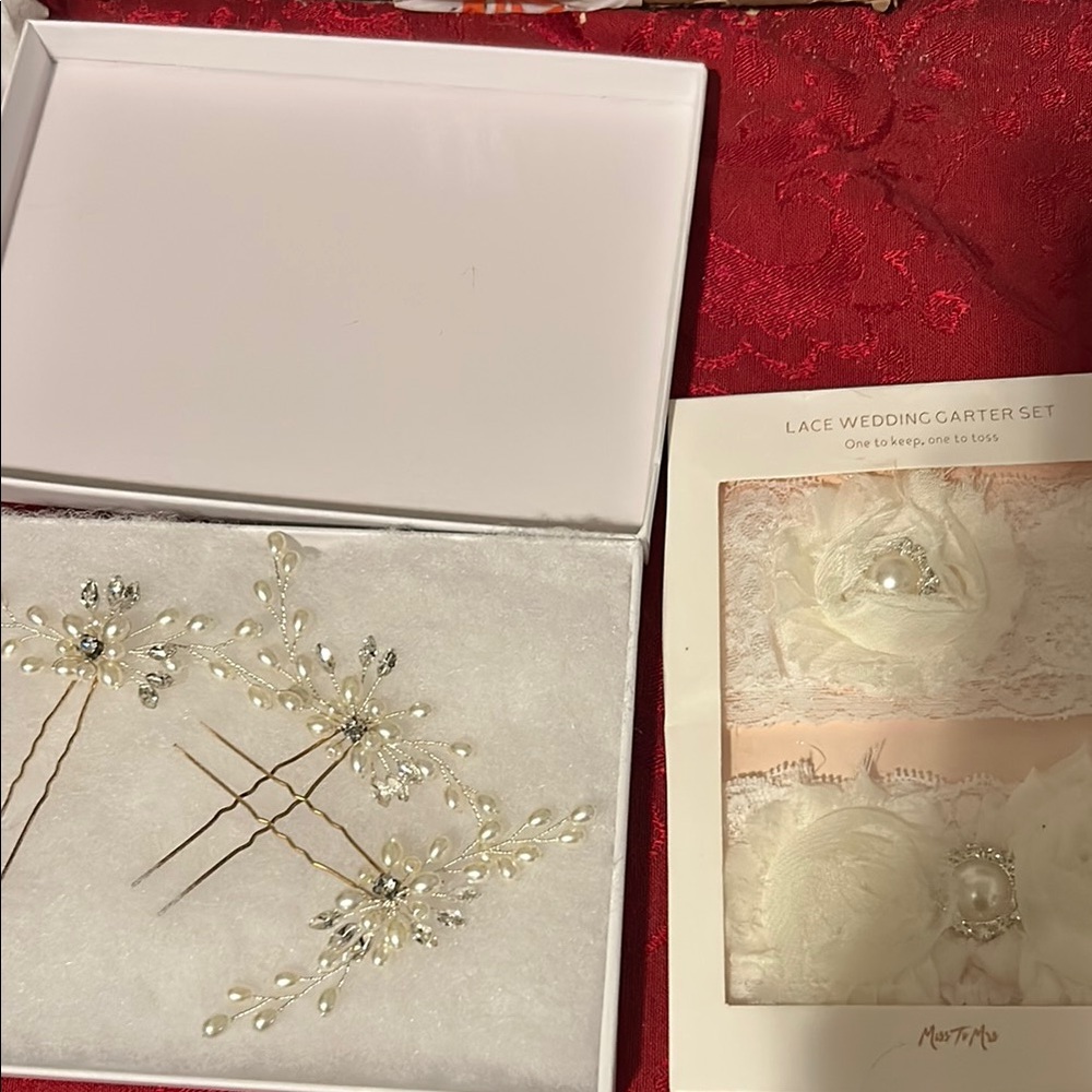 Miss to Mrs hair couture hair pins and garter set